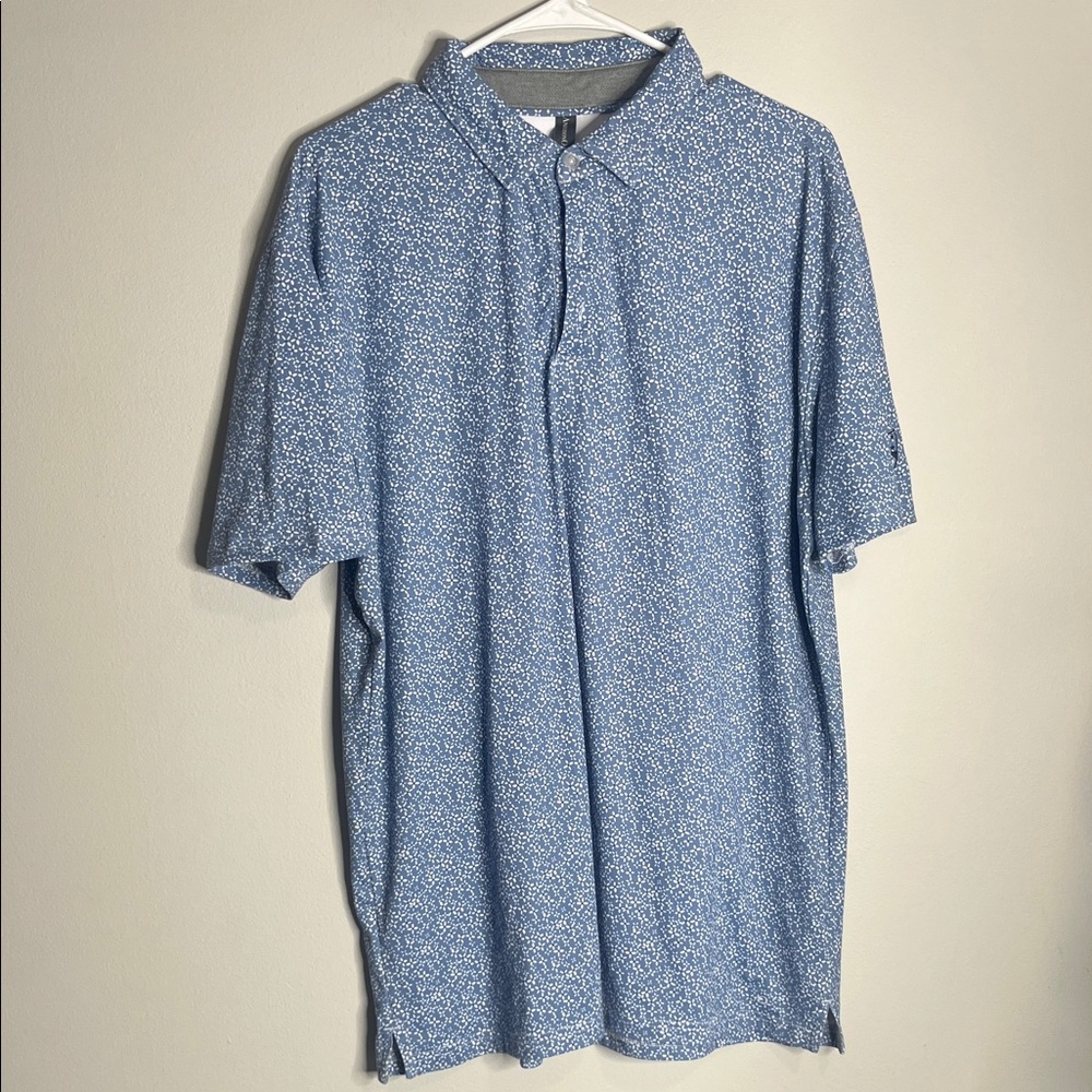 Men's Light Blue Micro-Print Polo Shirt